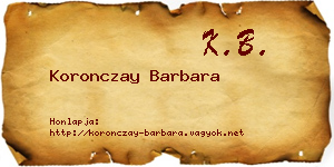 Koronczay Barbara névjegykártya